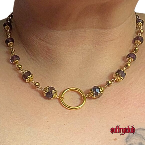 Luxury Crystal Eternity Captive Collar Daytime Submissive O Ring Choker - Picture 1 of 3